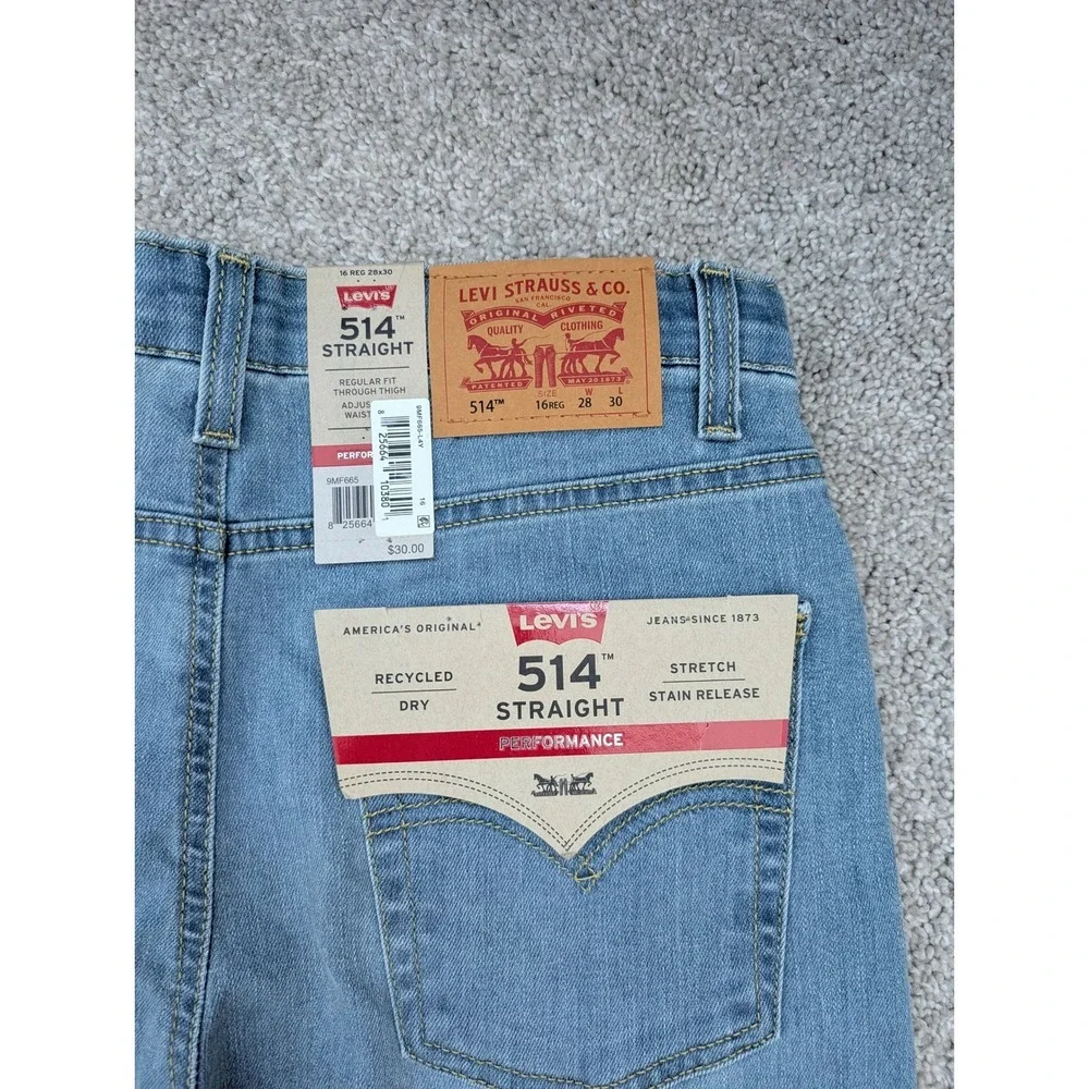 NWT Lot of 3 Levi's 514 Straight Performance Jeans Boys 16 Reg